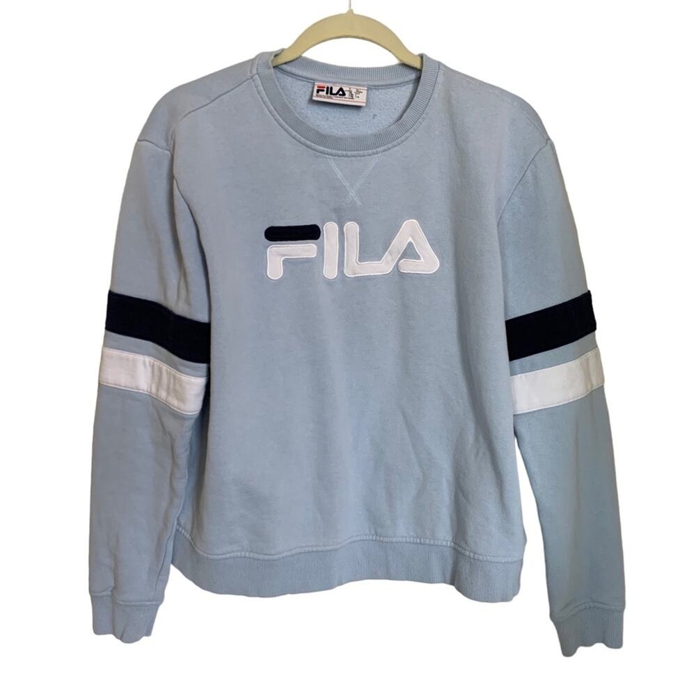Fila | Women's Natalie Pullover Crewneck Sweatshirt big logo vintage feel stripe - Picture 3 of 14